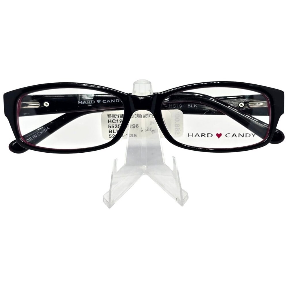Hard Candy Womens HC19 Rectangular Eyeglass Frames Black/Magenta 52-16-135